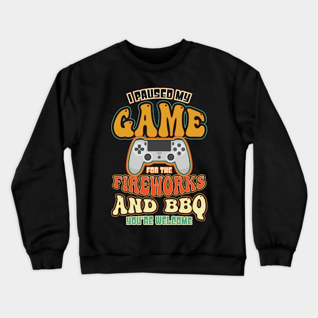 I Paused My Game Fireworks BBQ Crewneck Sweatshirt by aneisha